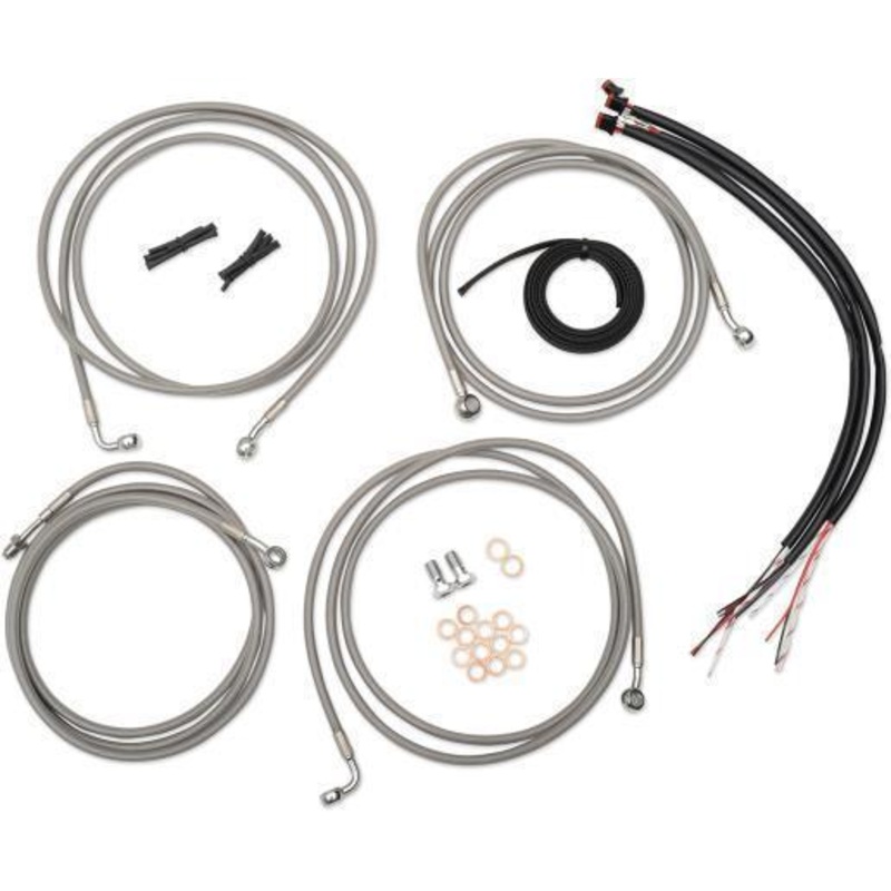 LA Choppers Complete Handlebar Cable and Brake Line Kit – Black Vinyl/Stainless LA-8051KT2-19B