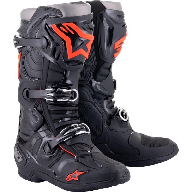 alpine star 482-12308 Tech 10 Boots Black/Red Fluo Sz 8