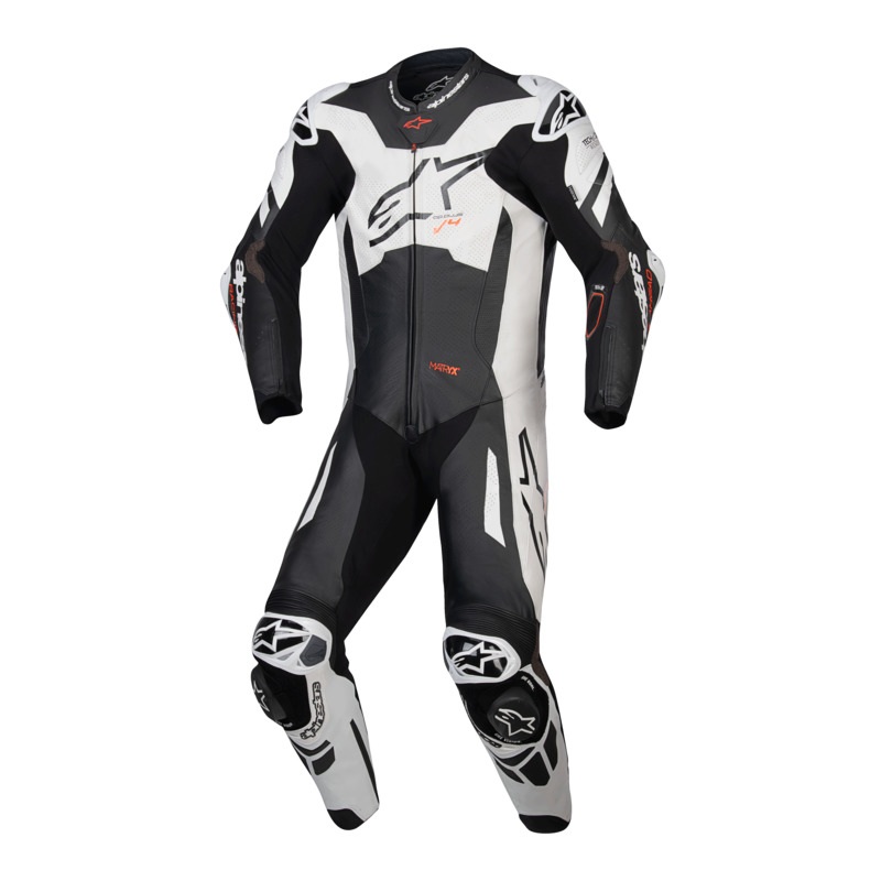ALPINESTARS GP PLUS V4 SPRINT 1PC LEATHER SUIT – BLACK WHITE FLURO RED 48