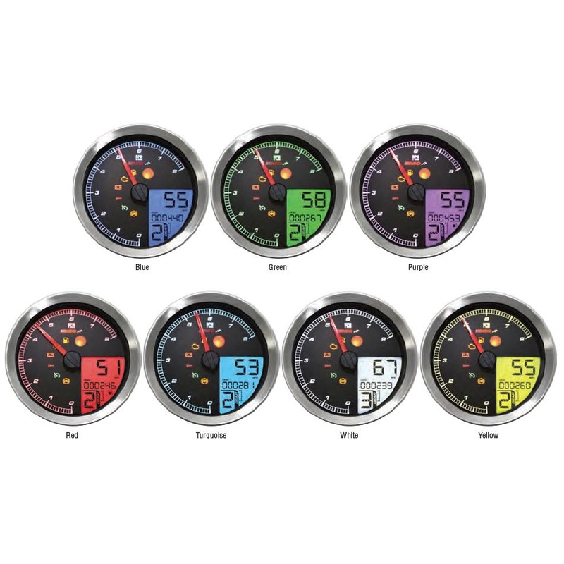 Koso North America LCD Color Change Speedo And Tachometer – Black Bezel BA051211