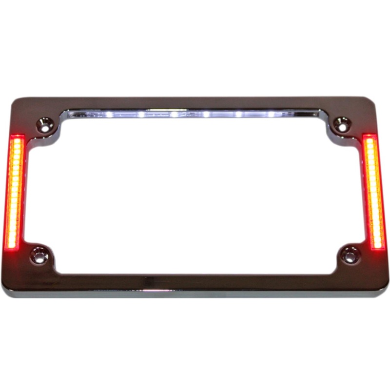 Custom Dynamics Tri-Horizontal Plate Frame with Flush-Mount LED and LED Plate Illumination – Black TF07-B