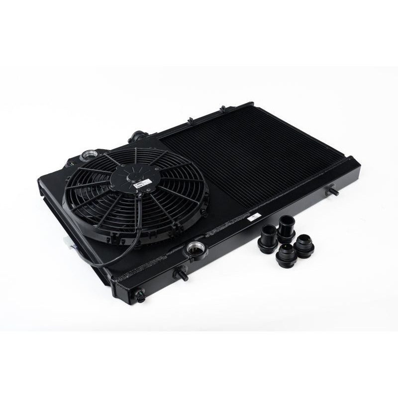 CSF 96-07 Mitsubishi Evo 4/5/6/7/8/9 Full-Slim Radiator w/12in Fan & Shroud/-16AN – Black