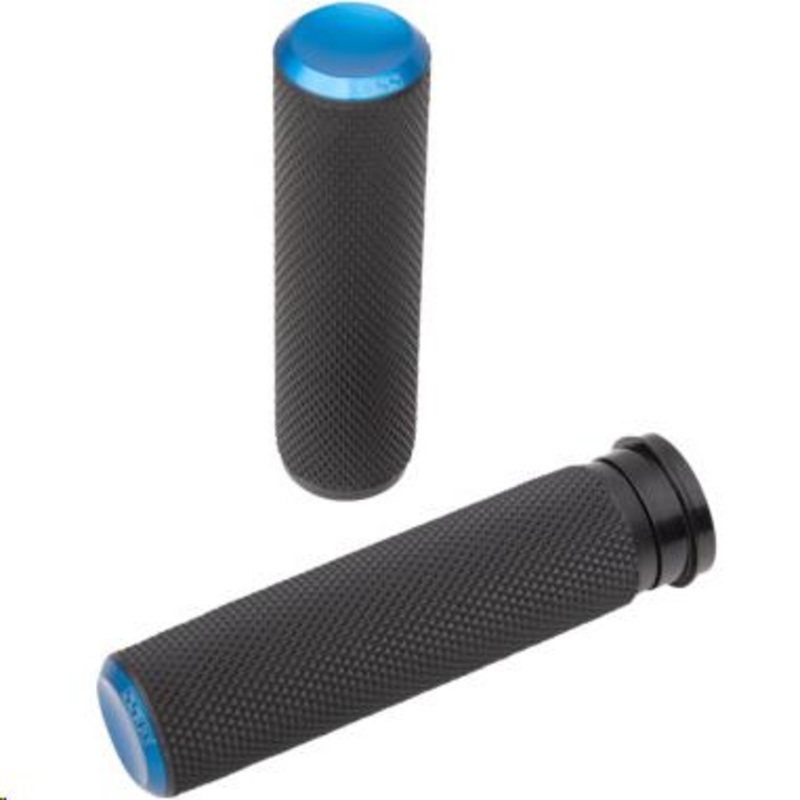 Arlen Ness Fusion Series Grips – Knurled – Blue Anodized 07-345