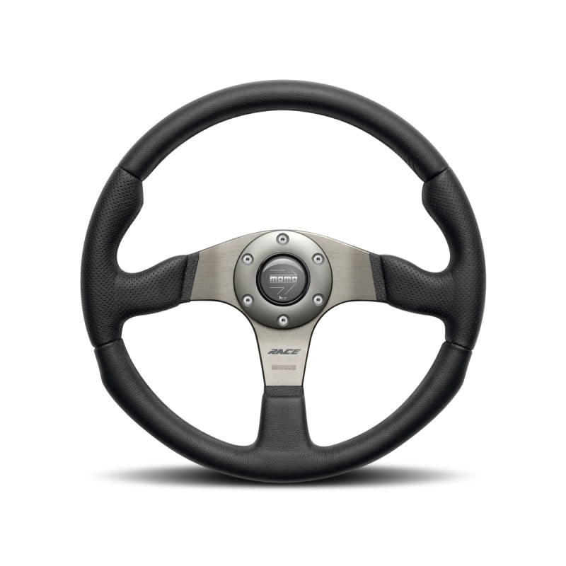 Momo Race Steering Wheel 350 mm – Black Leather/Anth Spokes