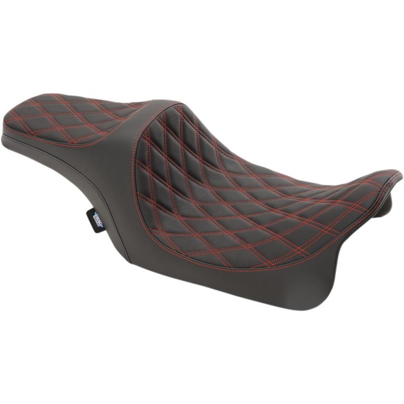 Drag Specialties Predator III Seat – Double Diamond – Red Thread 0801-1116