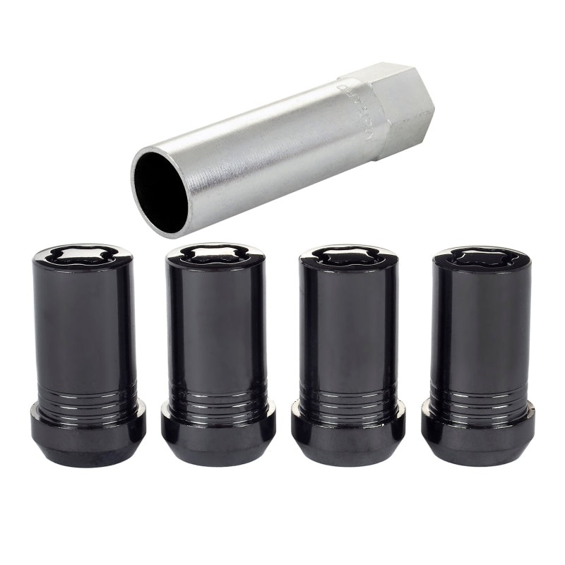 McGard Wheel Lock Nut Set – 4pk. (Tuner / Cone Seat) M14X1.5 / 22mm Hex / 1.648in. Length – Black