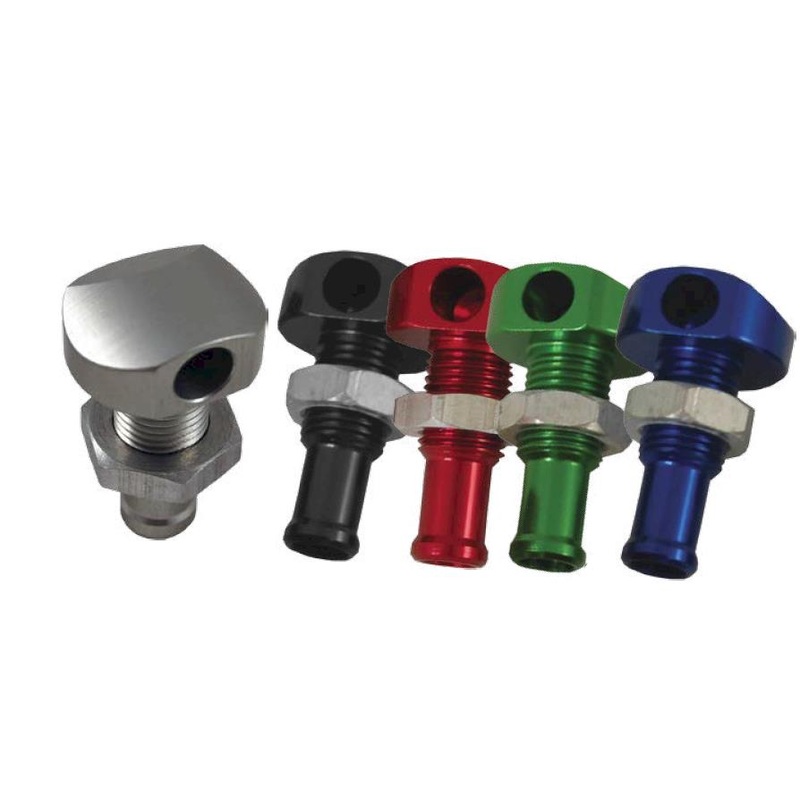 Blowsion 3/8in. Billet Bypass Fitting – 90 Deg.  – Red 18-2070R
