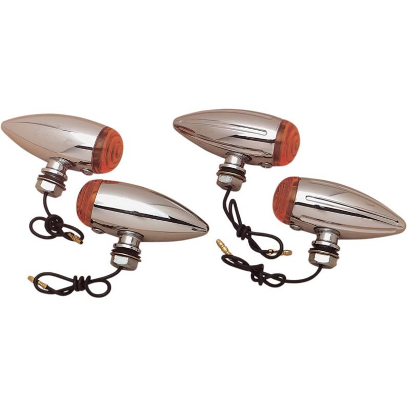 Drag Specialties Chrome Marker Lights – Smooth – Red lens – Red LED 20-6589SRLED