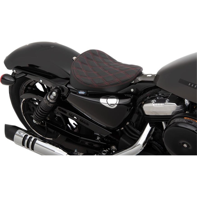 Drag Specialties Bobber-Style Solo Seat – Double Diamond – Red Thread 0804-0741