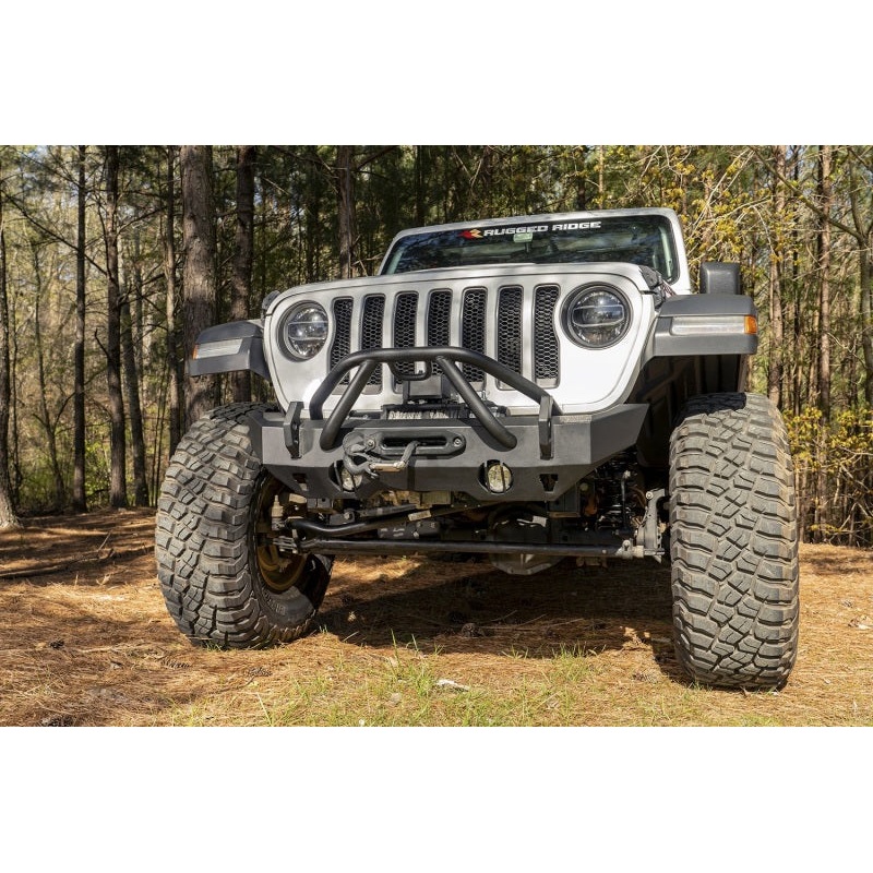 Rugged Ridge HD Bumper Stubby Front 07-18 Jeep Wrangler JK 18-20 Jeep Wrangler JL 2020 JT
