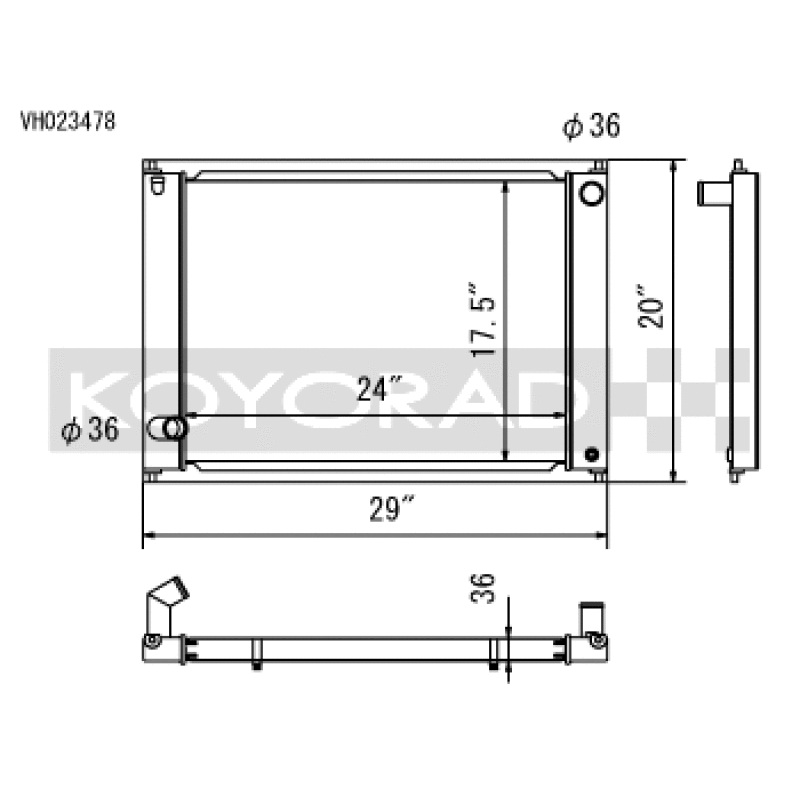 Koyo 09-17 Nissan 370Z 6MT Radiator (Eliminates AC Condenser)