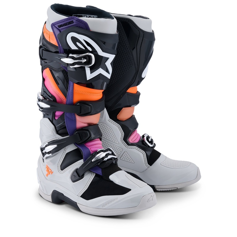 ALPINESTARS TECH 7 BOOTS – BLACK LIGHT GREY ORANGE FLUO MAGENTA 5