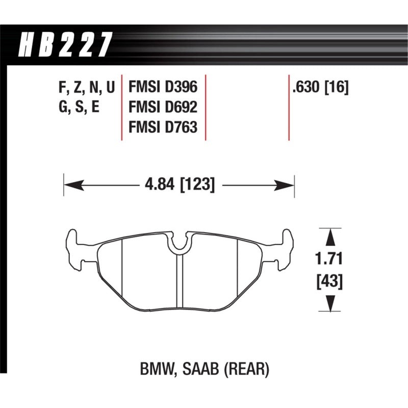Hawk 95-99 BMW M3 E36 HP+ Street Rear Brake Pads
