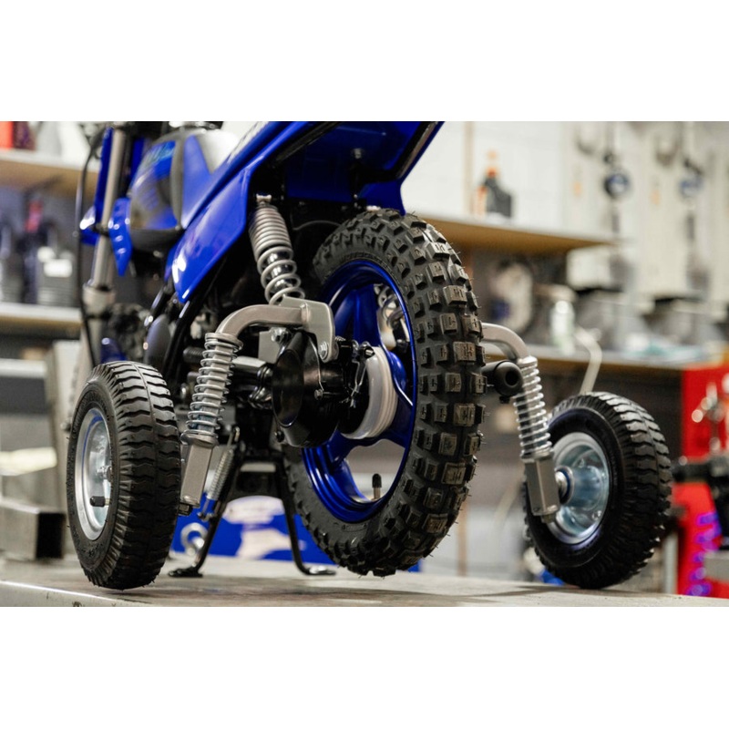 MINI MOTO SQUARE TUBE YAMAHA PW50 REAR MOUNT TRAINING WHEELS WITH SUSPENSION