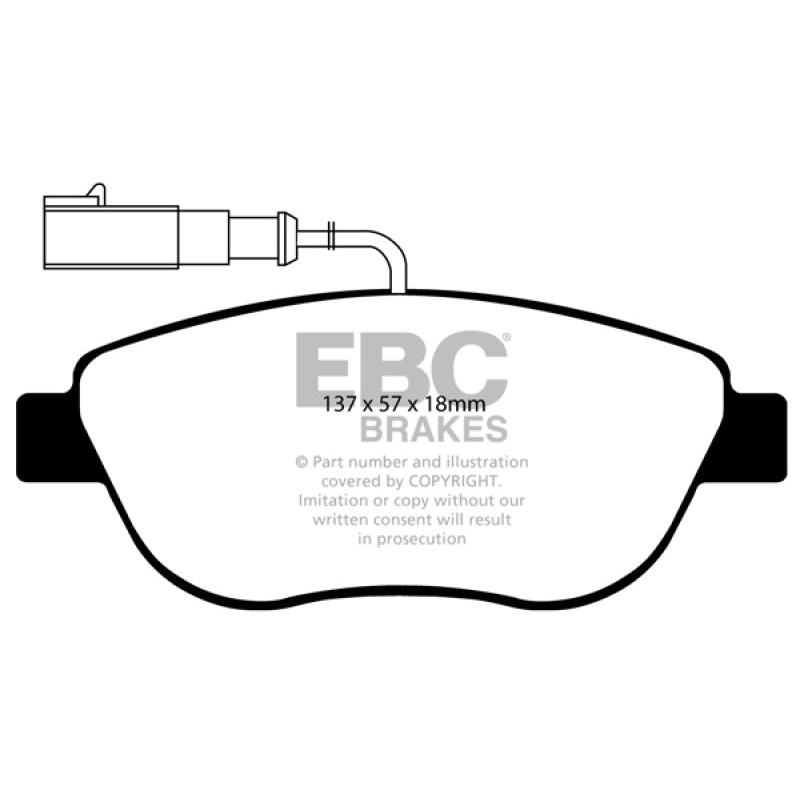 EBC 12+ Fiat 500 1.4 Turbo Abarth Redstuff Front Brake Pads