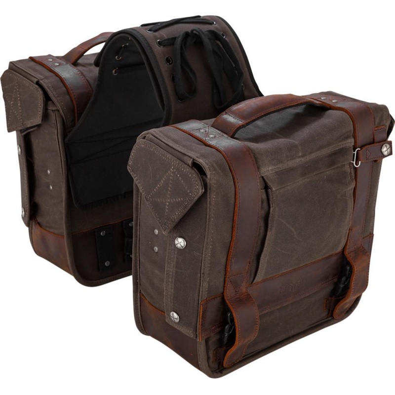 Burly Brand Throwover Saddlebag – Dark Oak Waxed Cotton B15-1002D