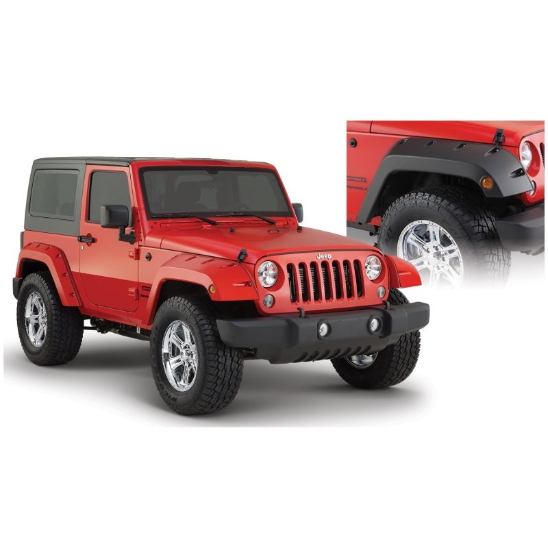 Bushwacker 07-18 Jeep Wrangler Pocket Style Flares 2pc – Black