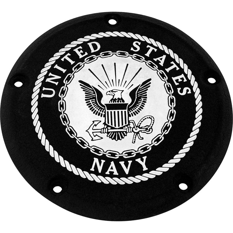 Custom Engraving LTD Patriotic Derby Cover for Navy – Black – M8 Touring NAV16-46BG