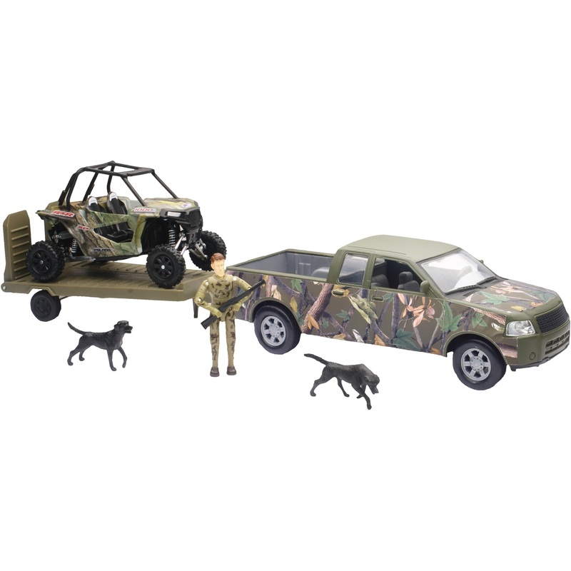 New Ray Toys 1:18 Scale Pick Up and Trailer with Polaris Camo RZR 1000XP SS-76456