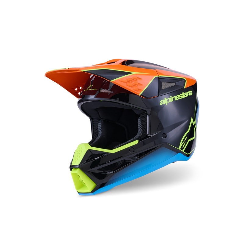ALPINESTARS 2026 SM3 FRAY HELMET – BLACK ORANGE FLURO YELLOW GLOSSY XS