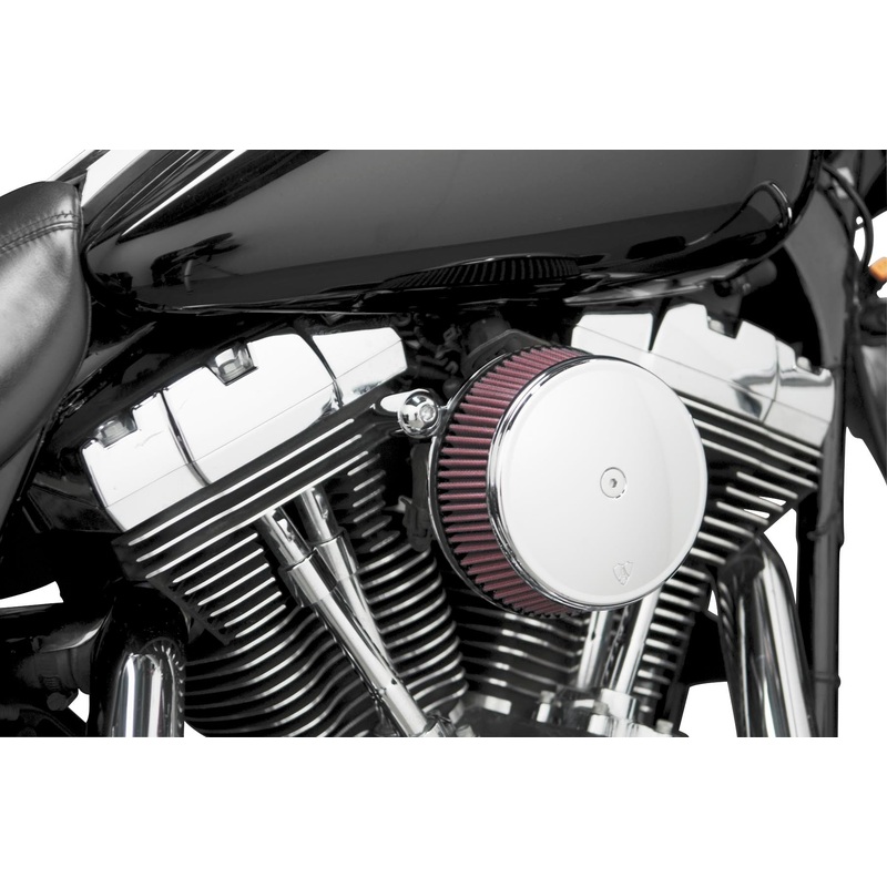 Arlen Ness Billet Sucker Stage I Air Filter Kit with Steel Cover – Smooth Chrome – Red Filter 18-323