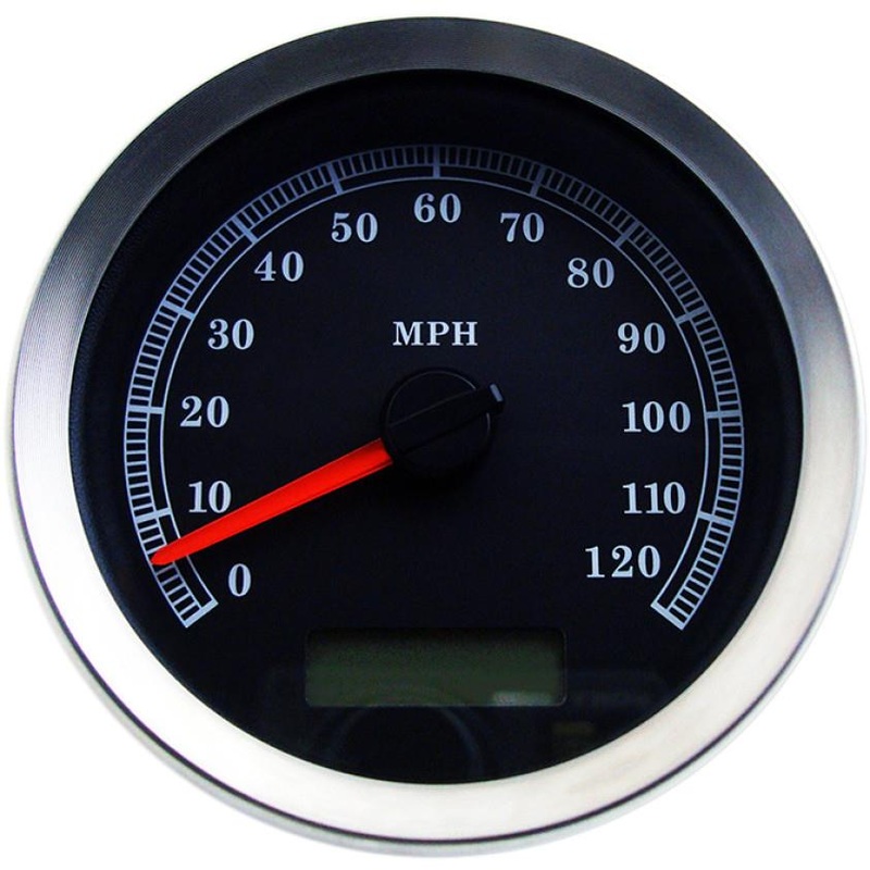 Drag Specialties 4in. Programmable Electronic Speedometer – 120 mph – Black Face 2210-0458