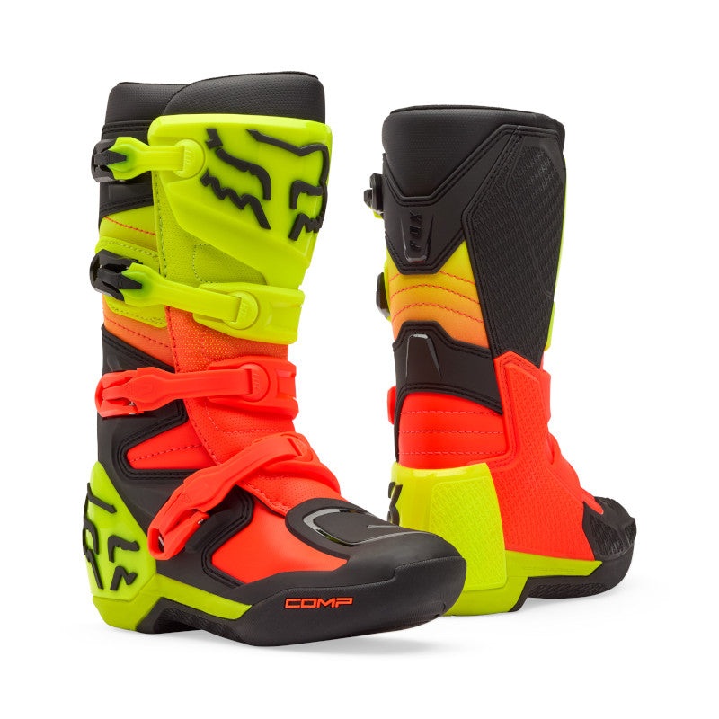 FOX YOUTH COMP BOOTS – ORANGE/YELLOW 1
