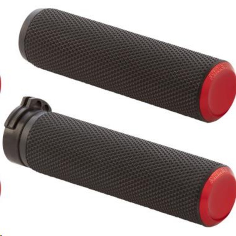 Arlen Ness Fusion Series Grips – Knurled – Red Anodized 07-336