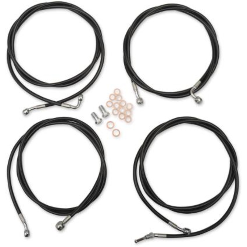 LA Choppers Standard Handlebar Cable/Brake & Clutch Line/Wire Kit – Black Vinyl/Stainless Braided LA-8054KT-19B