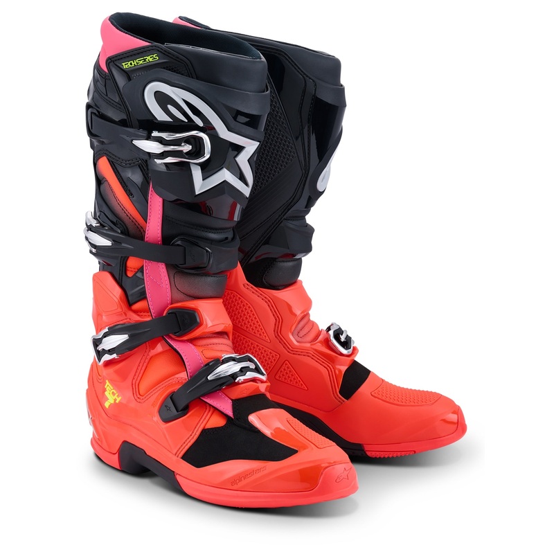 ALPINESTARS TECH 7 BOOTS – BLACK RED FLUO PINK FLUO 5