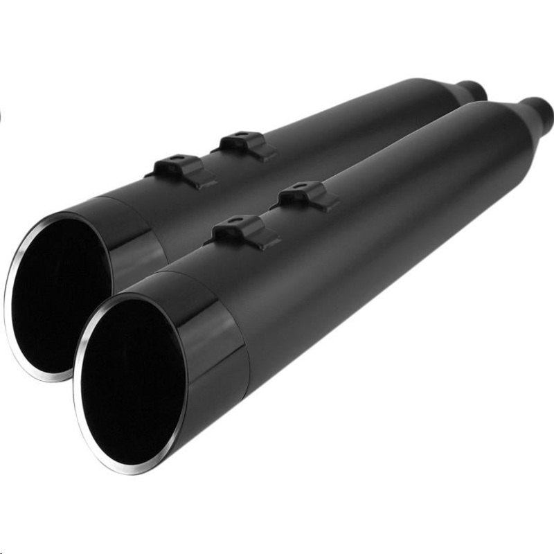 Khrome Werks 4.50in. HP-Plus Slip-On Muffler – Black with Black Edge Billet Tip End Caps 202855