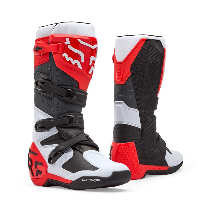 FOX COMP BOOTS – WHITE/FLO RED 8
