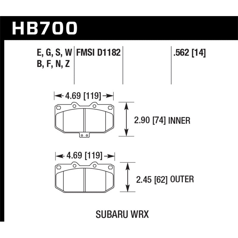 Hawk 2006-2007 Subaru Impreza WRX HPS 5.0 Front Brake Pads