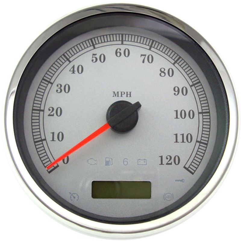 Drag Specialties 5in. Programmable Electronic Speedometer – 120 mph – White Face 2210-0463