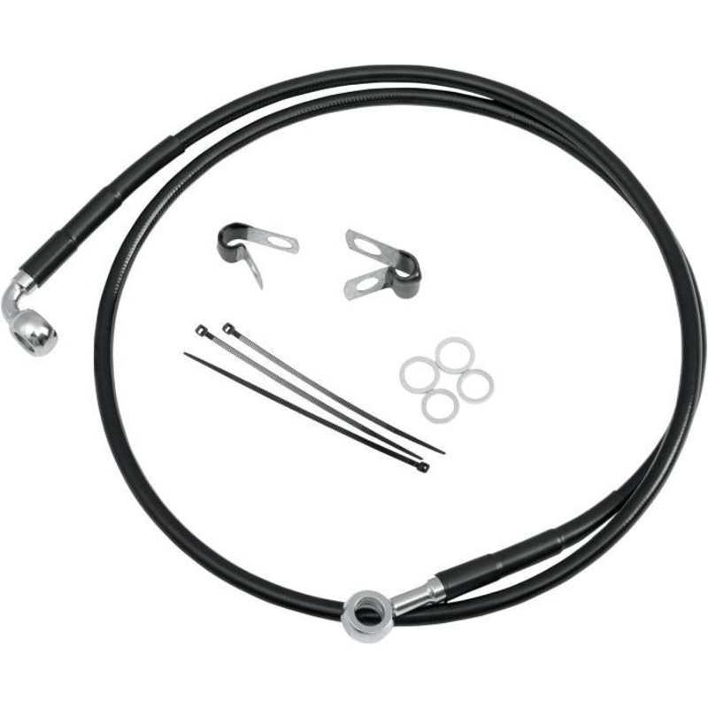 Drag Specialties Extended Stainless Steel Front Brake Line Kit – Black Vinyl Coated – 68 1/2in. 1741-3996