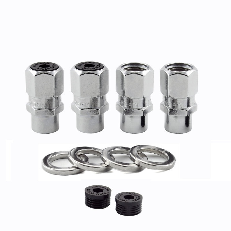 McGard Hex Lug Nut (Drag Racing Short Shank) M12X1.5 / 13/16 Hex / 1.6in. Length (4-Pack) – Chrome