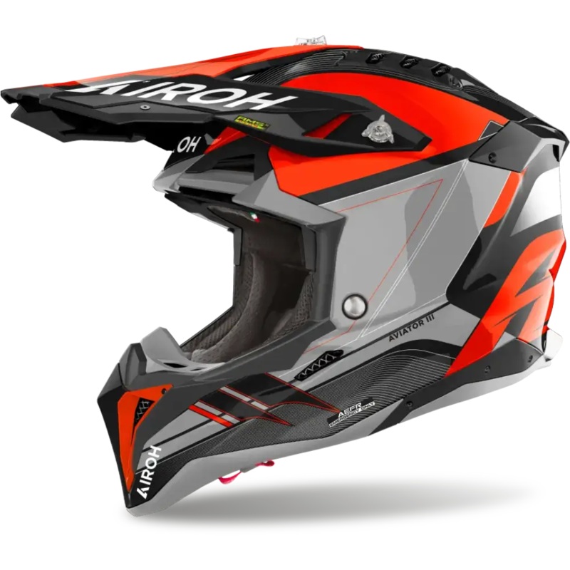 AIROH AVIATOR 3 SABER HELMET – GLOSS GREY/ORANGE S
