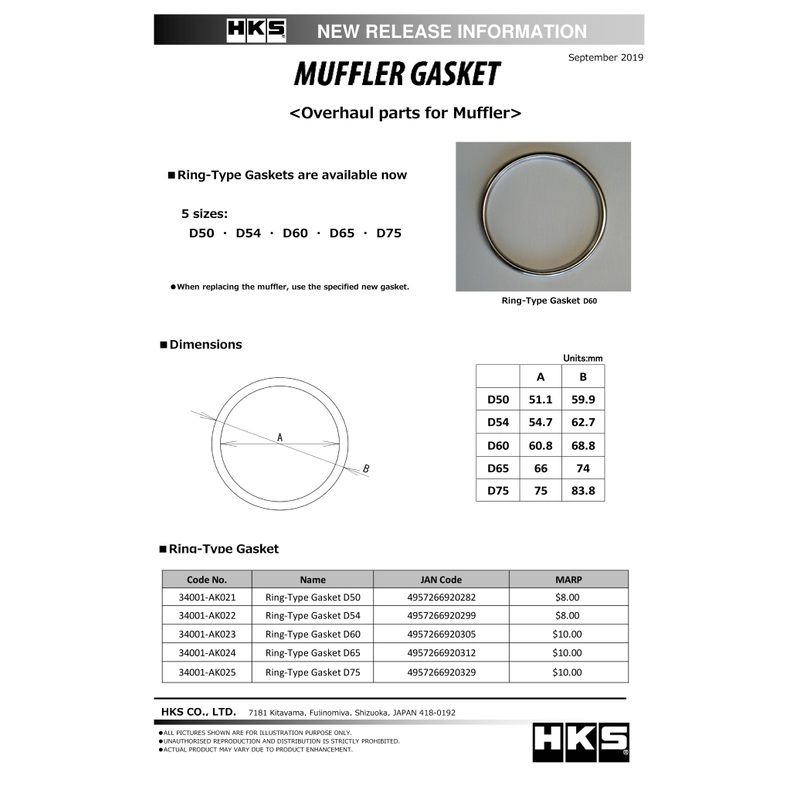 HKS Muffler Gasket 51.1mm ID 59.9mm OD
