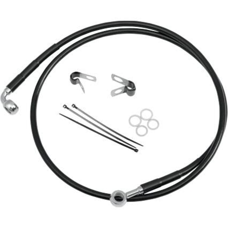 Drag Specialties Extended Stainless Steel Front Brake Line Kit – Clear Coated – 47 3/4in. 660310-6