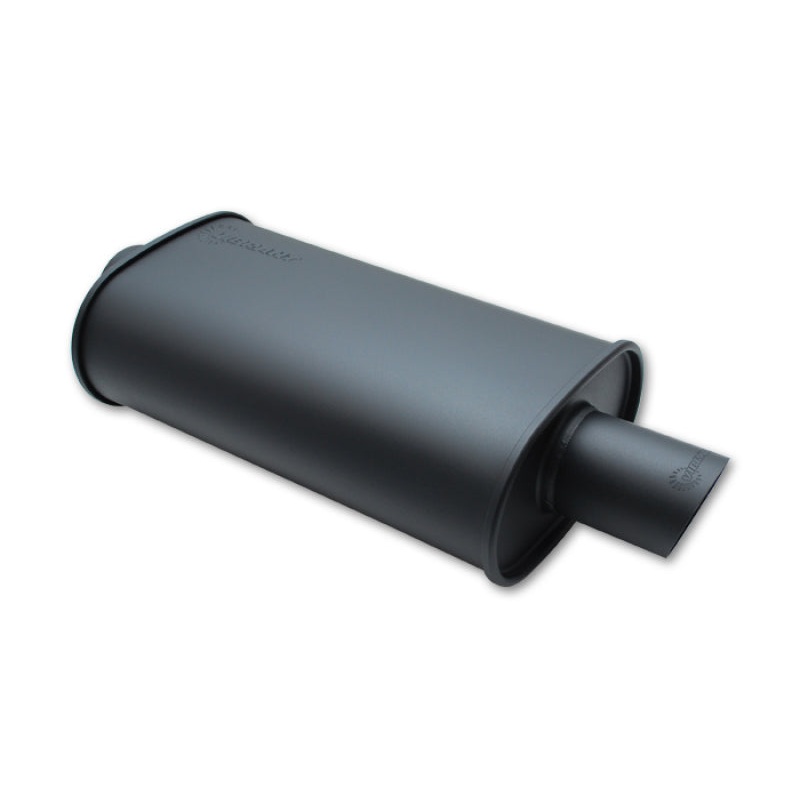 Vibrant StreetPower FLAT BLACK Oval Muffler with Single 3in Outlet – 2.5in inlet I.D.