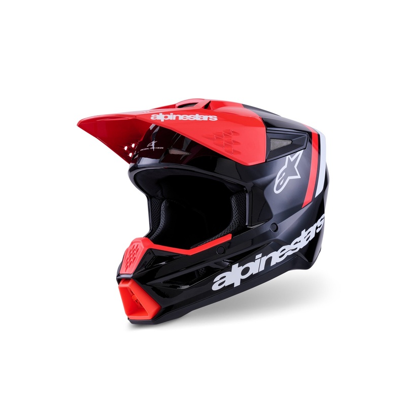 ALPINESTARS 2026 SM3 RADIUM HELMET – BLACK FLURO RED WHITE GLOSSY XS