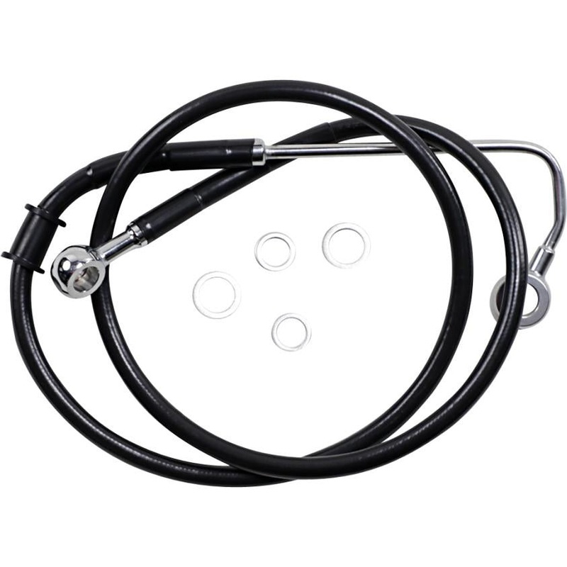 Drag Specialties Extended Stainless Steel Front Brake Line Kit – Black Vinyl Coated – 25 1/4in. 1741-5819
