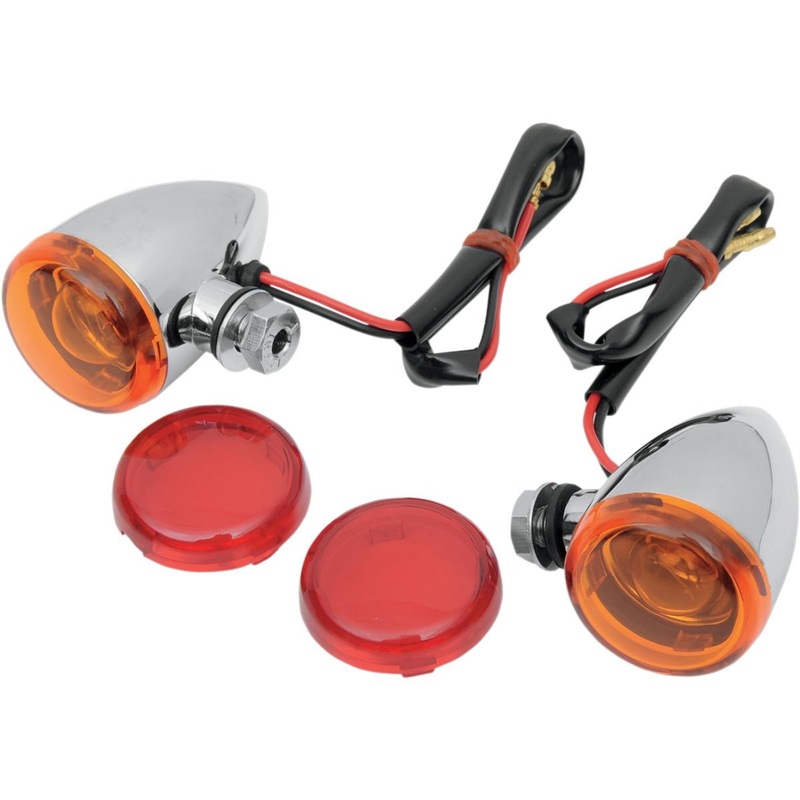 Drag Specialties Mini Deuce Marker Lights with Bolt Mount – Chrome Housing – Amber/Red Lens 20-6390A/RH