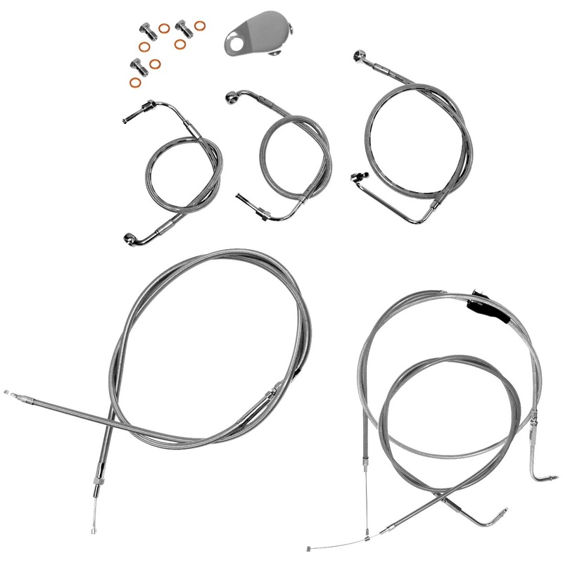 LA Choppers Cable/Brake Line Kit – 18-20in. Ape Hangers – Stainless Steel LA-8010KT-19
