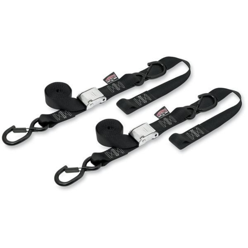 Powertye 1 1/2in. Cam-Buckle with Safety Latch Hooks and Soft-Tye – Black/Black 29622-S