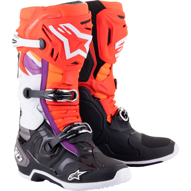 alpine star 482-12409 Tech 10 Boots Blk/Flo Red/Flo Org/Wht Sz 9