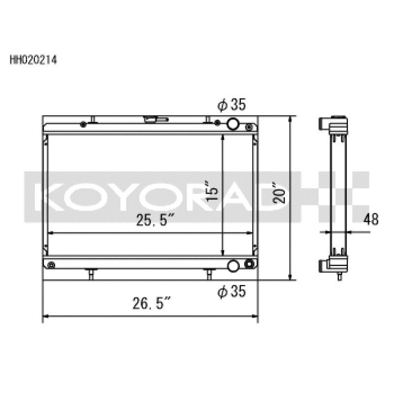 Koyo Nissan 89-93 Skyline GT-R/GT-S 2.6L (t)/88-94 Cefiro 2.0L (t)/89-93 Laurel 2.0L (t) Radiator