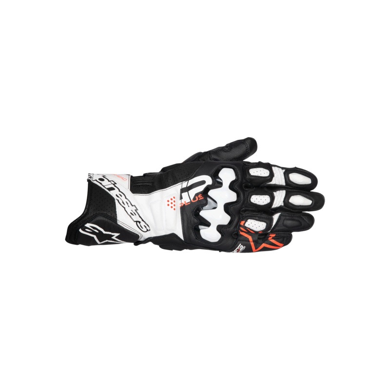 ALPINESTARS GP PLUS R V3 LEATHER GLOVES – BLACK WHITE FLURO-RED 56