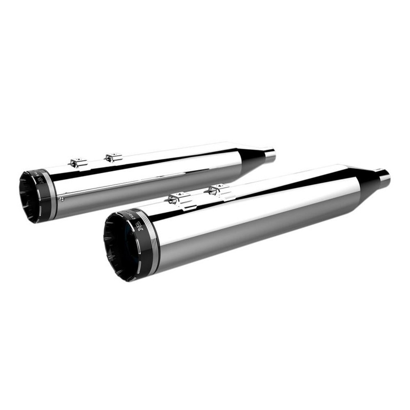 Khrome Werks 4.50in. HP-Plus Slip-Ons – Chrome with Black Tracer Billet End Caps 202790