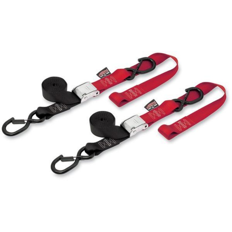 Powertye 1 1/2in. Cam-Buckle with Safety Latch Hooks and Soft-Tye – Black/Red 29621-S